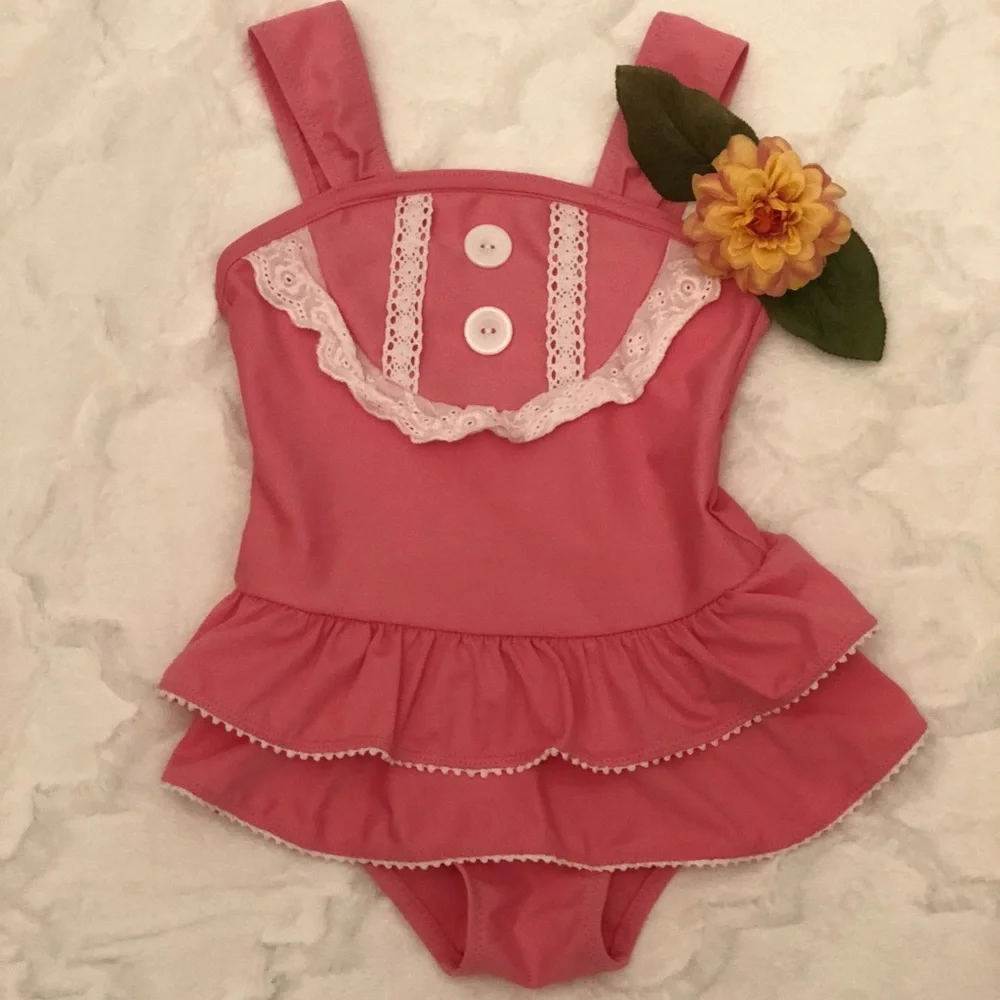 Pink Ruffled Bibbed Swimsuit size 3